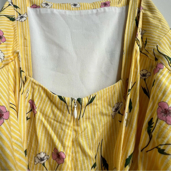 Revolve Finders Keepers Limoncello Cropped Jumpsuit Wide Leg Linen Flower Stripe - Picture 11 of 16